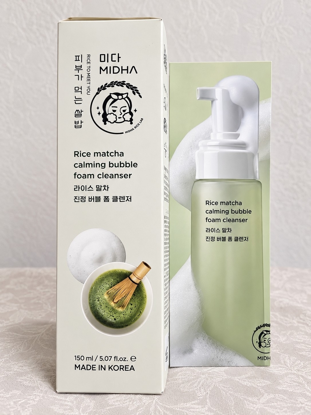 midha rice matcha calming bubble foam cleanser 150ml korean skincare